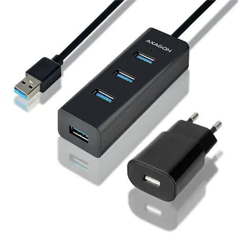 AXAGON HUE-S2BP 4x USB3.0 Hub 1.2m kabel,MicroUSB Charging+Adapter-0