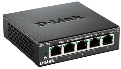 D-Link switch neupravljivi,DES-105/E (metalno kućište)-0