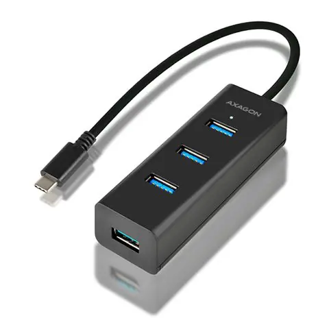 AXAGON HUE-S2C USB-C 3.0-4xUSB 3.0 Type-A Hub,MicroUSB Charging-0