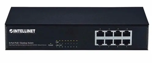 INTellinet Network PoE+ Switch, 8-Port, Desktop,Fast Ethernet-0