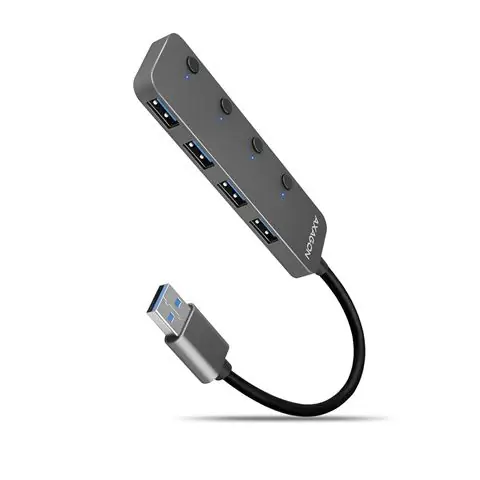 USB HUB 4xUSB3.2Gen1 AM, 0,2m, 5Gbps, 5V/1,5A, HUE-MSA, AXA-0